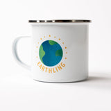 Earthling Outerwear enamel camp mug with Earth design