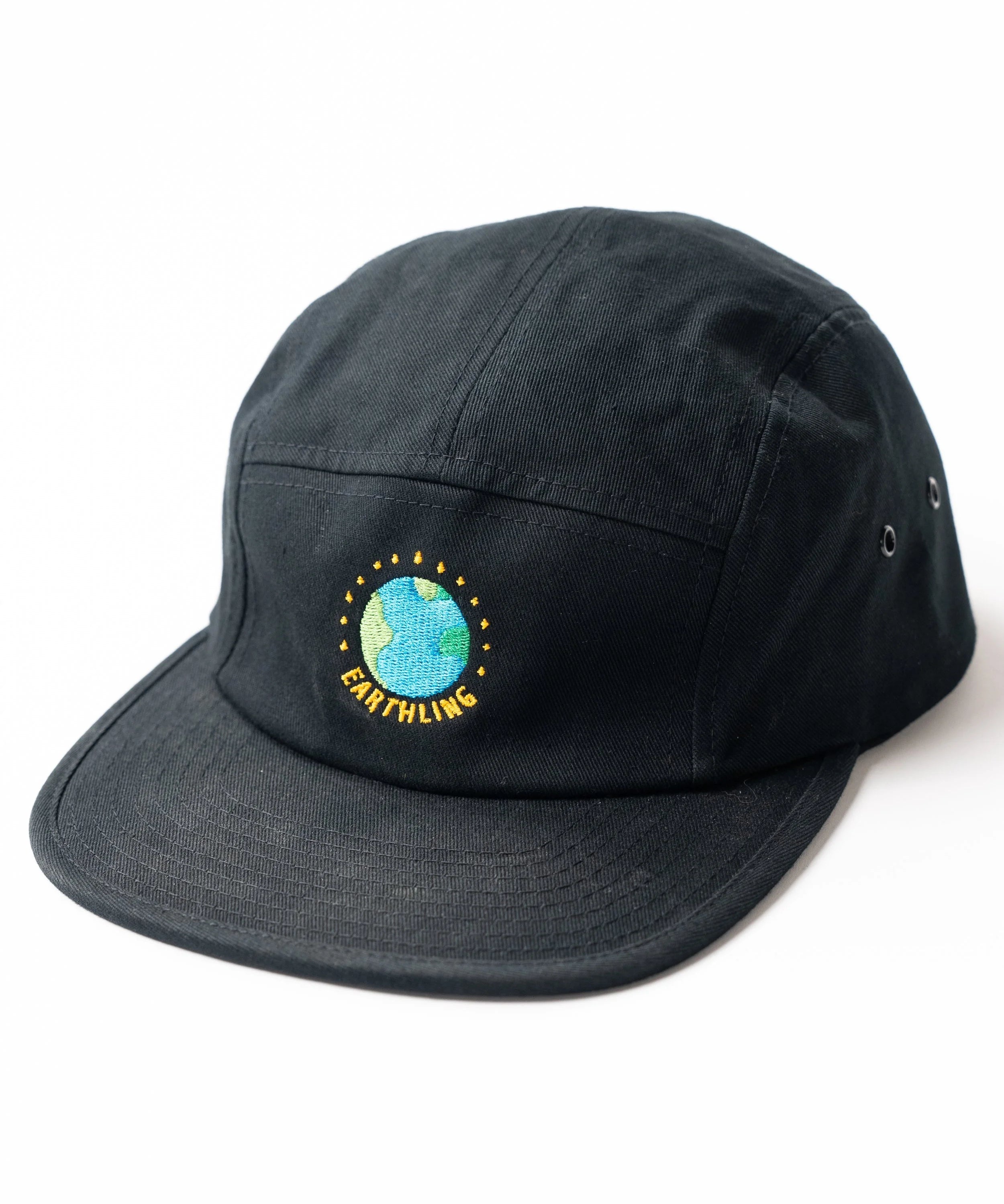 Black Earth five panel hat side view