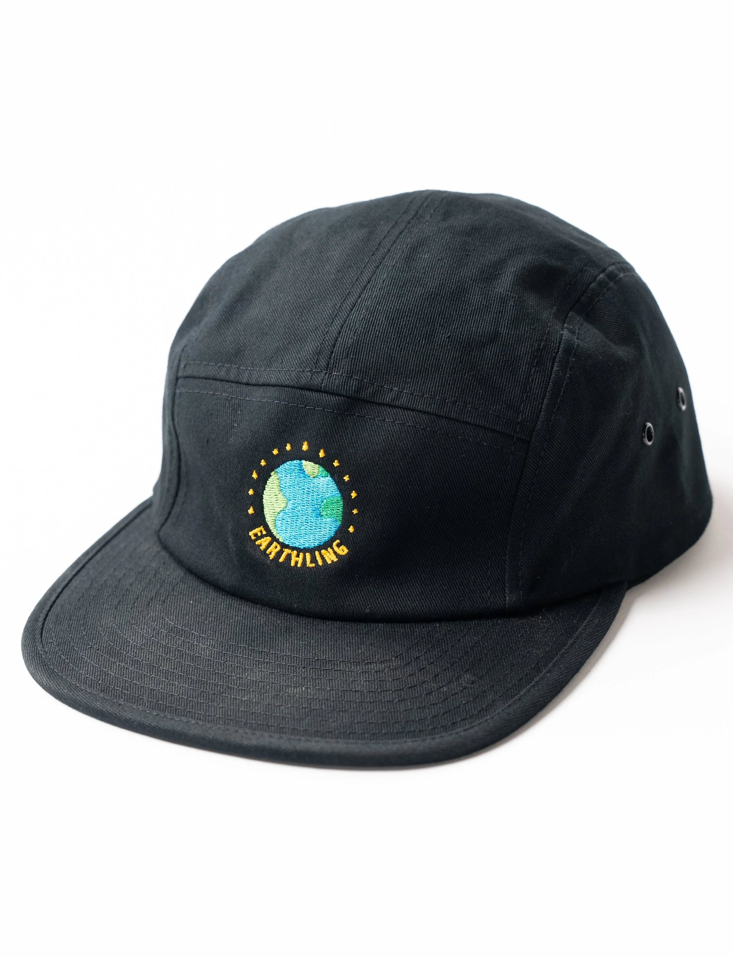 Black Earth five panel hat side view