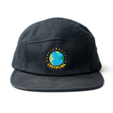 Earthling Outerwear black five panel hat with Earth embroidery