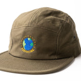 Olive green Earth five panel hat side view