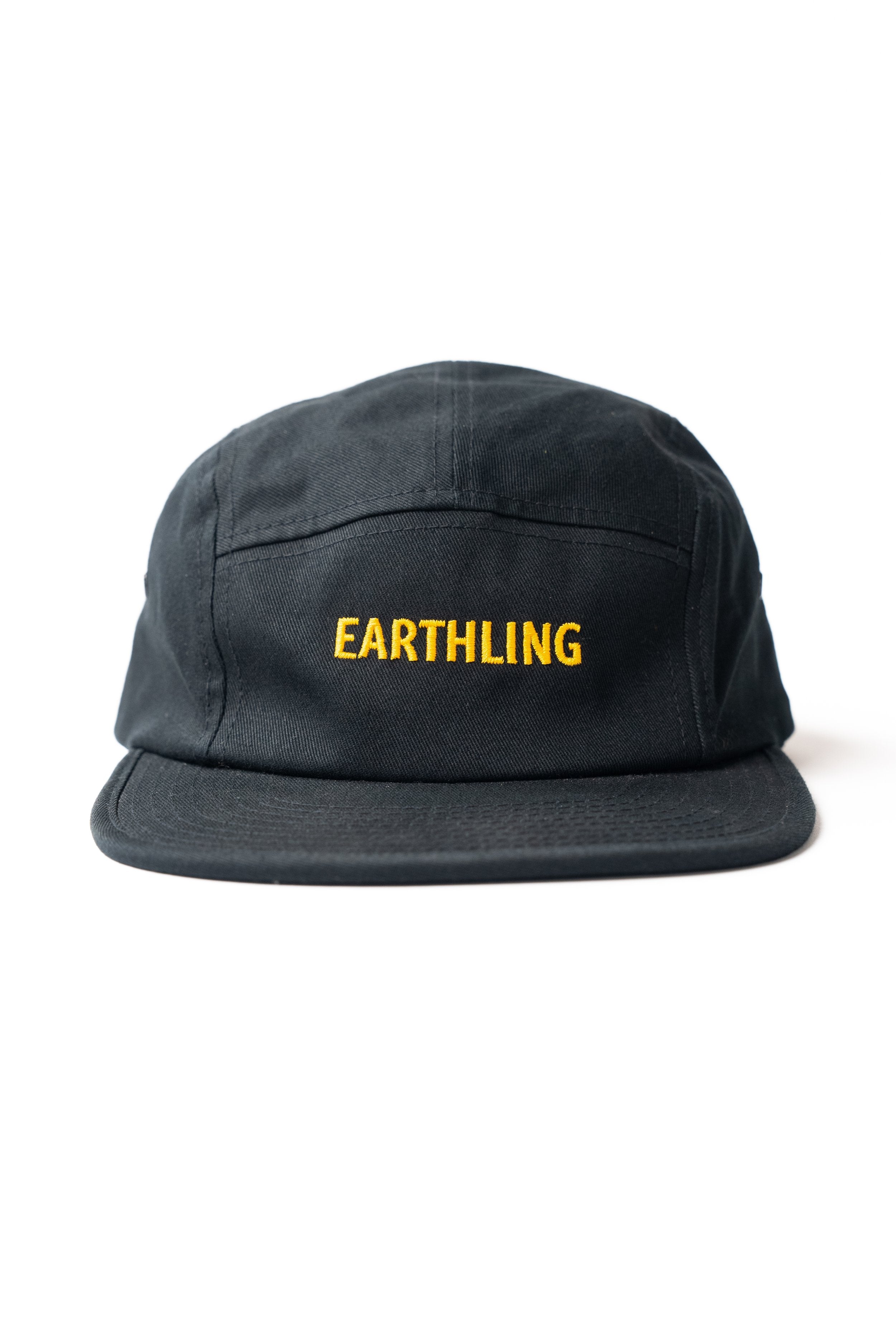 Earthling Outerwear black five panel hat with Earthling embroidery