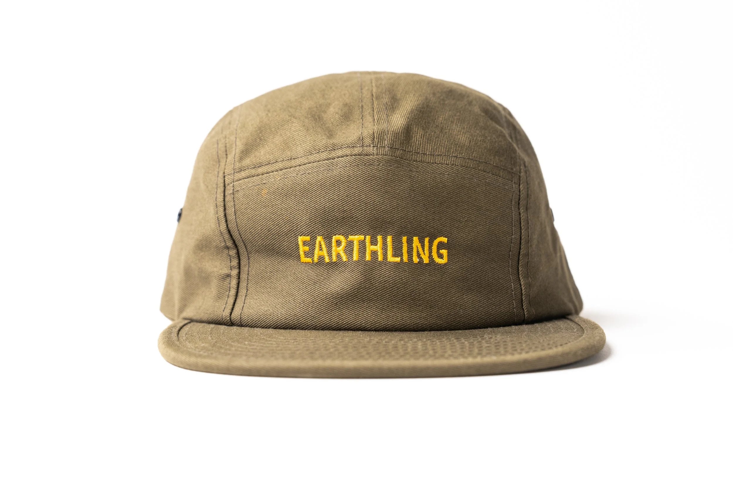 Earthling Outerwear olive green five panel hat with Earthling embroidery