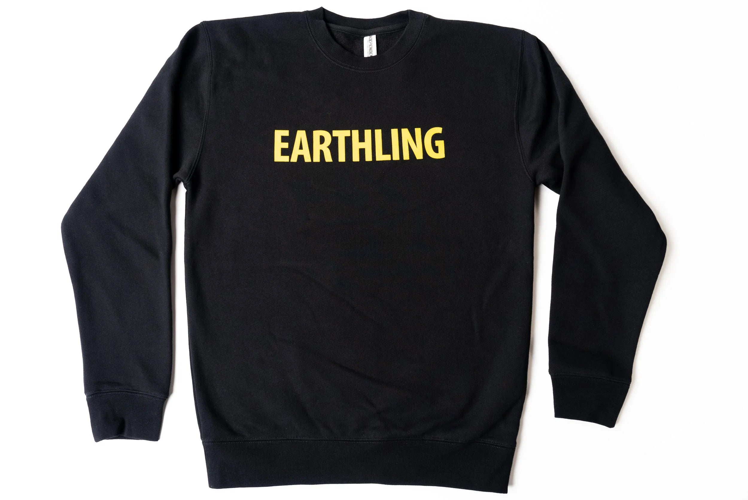 Earthling Outerwear black heavyweight crew pullover with Earthling print