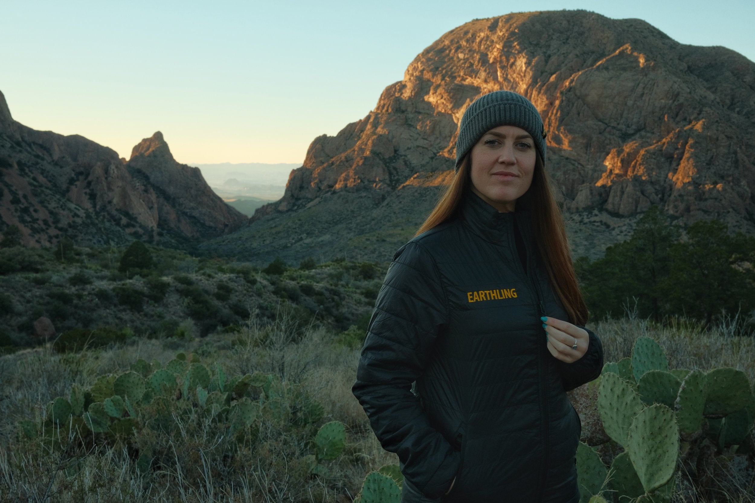 Hyper-Loft puffy jacket worn outdoors