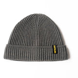 Earthling Outerwear dark gray knit beanie with Earthling cuff tag
