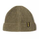 Earthling Outerwear olive green knit beanie with Earthling cuff tag