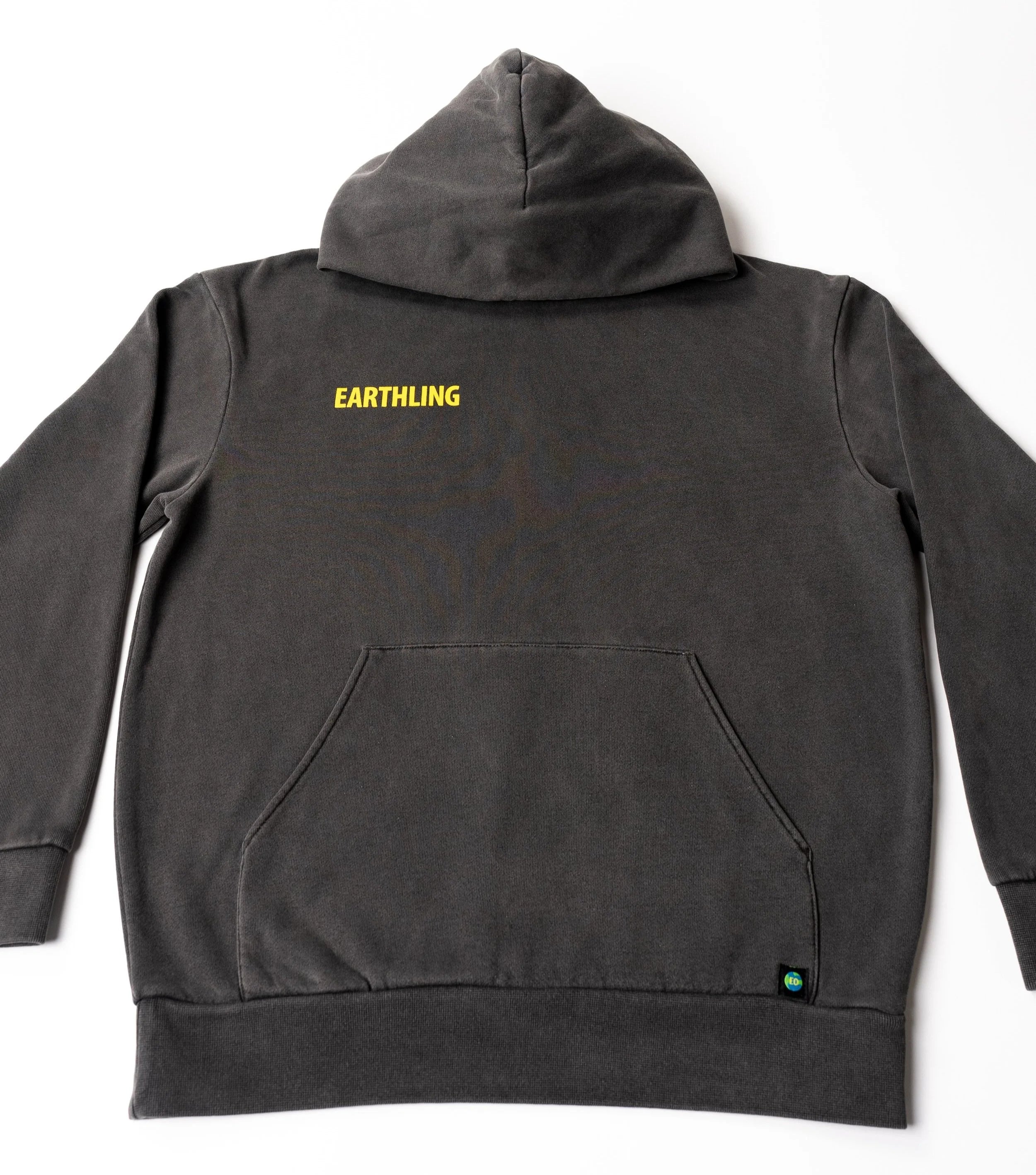 Earthling Outerwear black midweight pullover hoodie with Earthling chest print