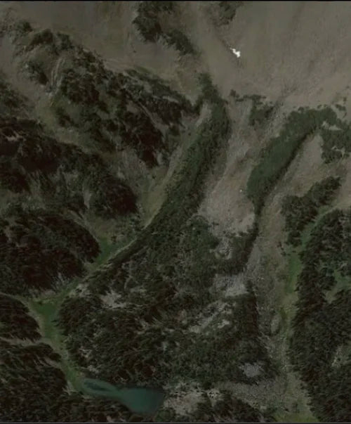 Aerial reference photograph of a rock glacier terminus in Olympic National Park